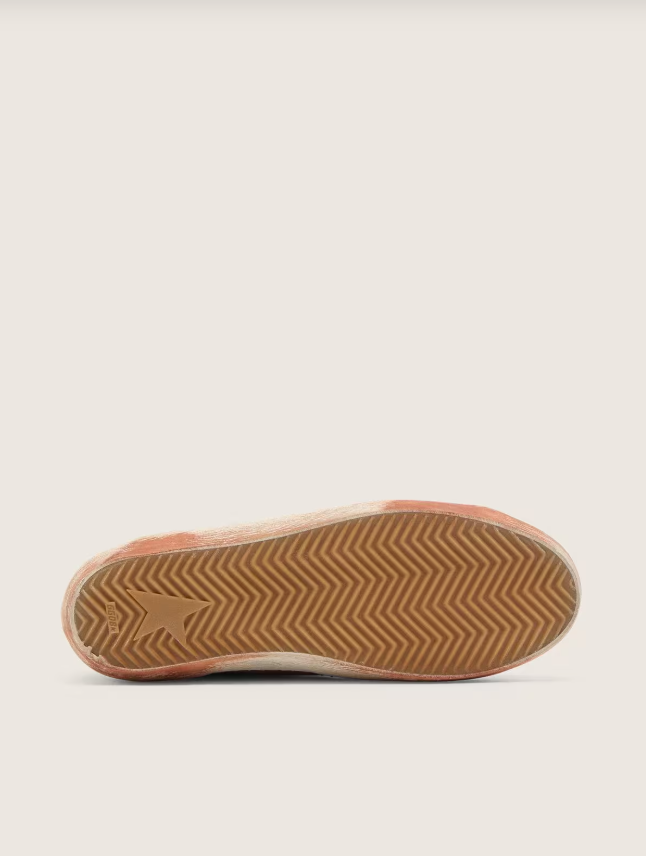Golden Goose Super-Star in rust suede with metallic platinum leather star