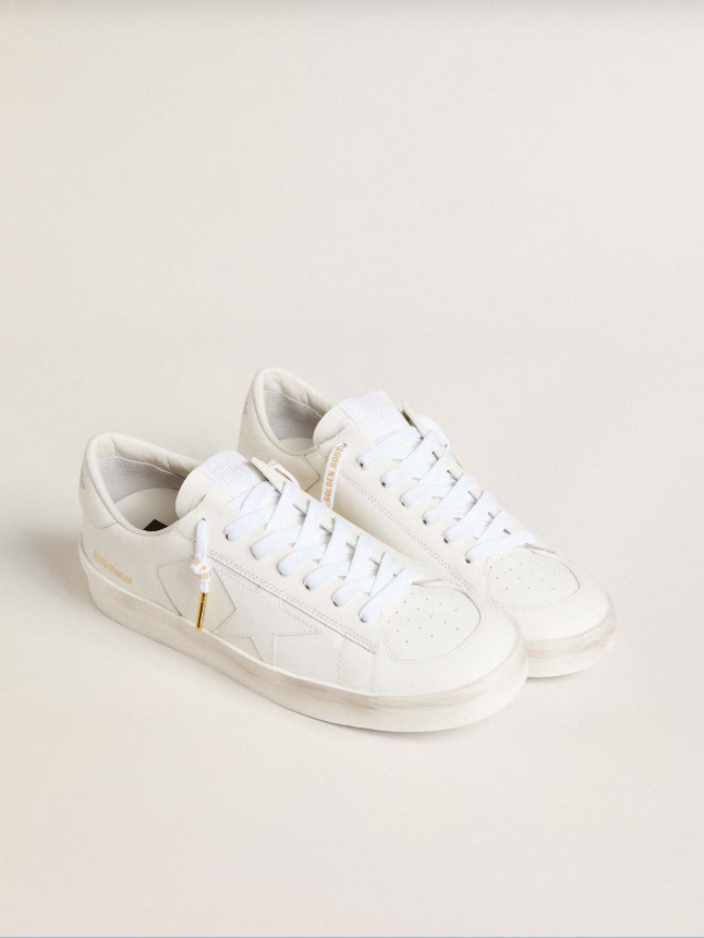 Golden Goose White cotton laces with contrasting gold logo