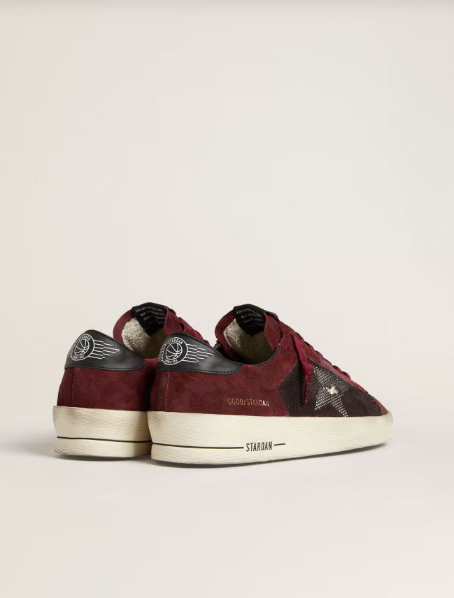 Golden Goose Stardan in black mesh and burgundy suede with white leather star