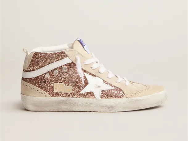 GOLDEN GOOSE Mid Star sneakers with pink-gold glitter
