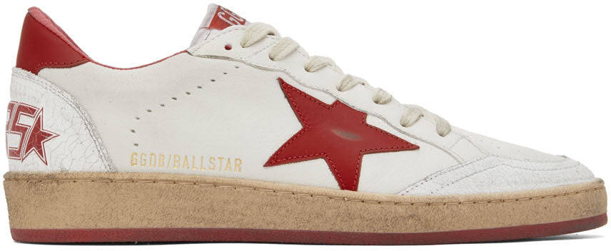 GOLDEN GOOSE Red & White Ball Star Sneakers