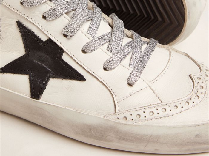 GOLDEN GOOSE Mid-Star sneakers with laminated heel tab and glittery laces