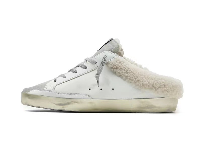 GOLDEN GOOSE Super-Star sneakers in beige with leopard print star