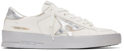 GOLDEN GOOSE White & Silver Stardan Sneakers