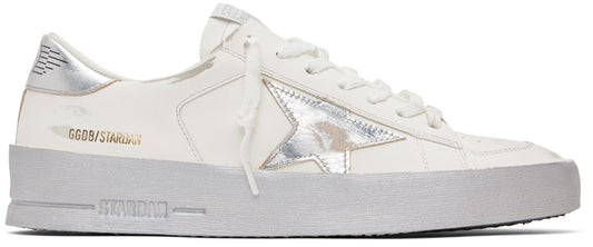 GOLDEN GOOSE White & Silver Stardan Sneakers