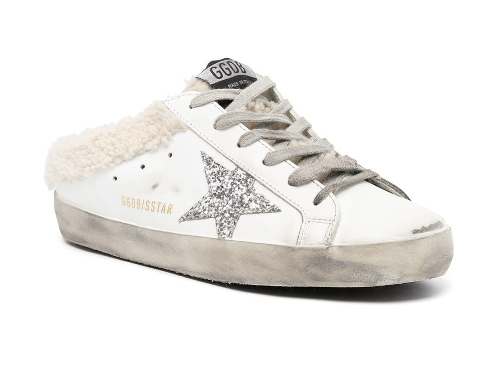 GOLDEN GOOSE Super-Star lace-up sneakers in silver