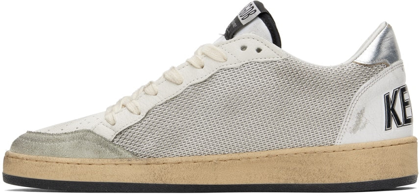GOLDEN GOOSE White & Gray Ball Star Sneakers