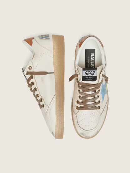 Ball Star LTD in white leather with light blue embroidered star