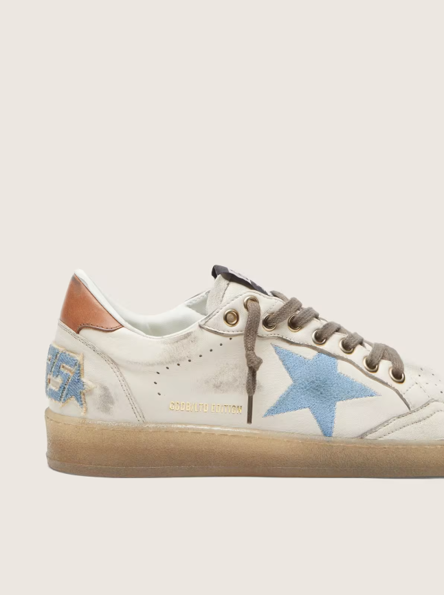 Ball Star LTD in white leather with light blue embroidered star