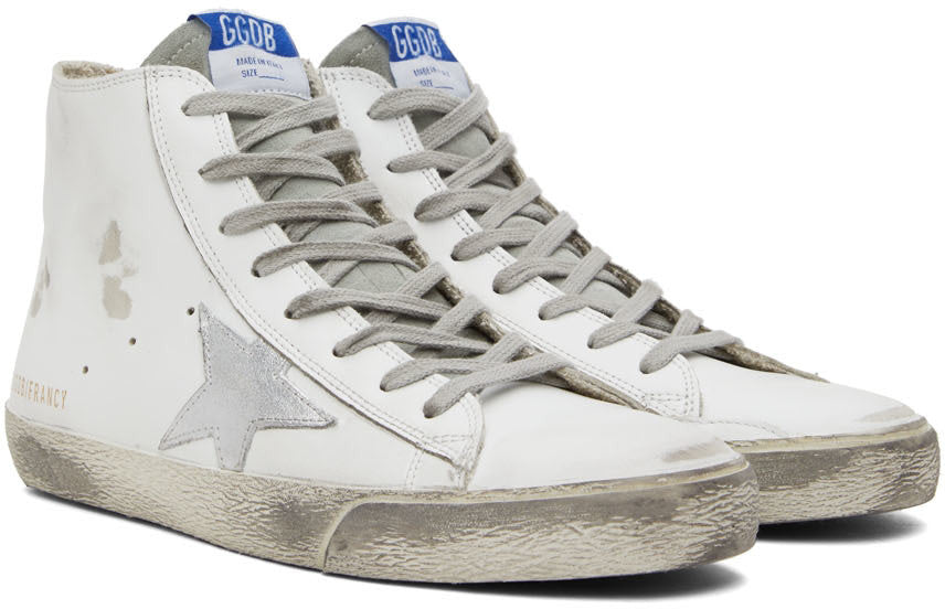GOLDEN GOOSE White & Silver Francy Classic High-Top Sneakers