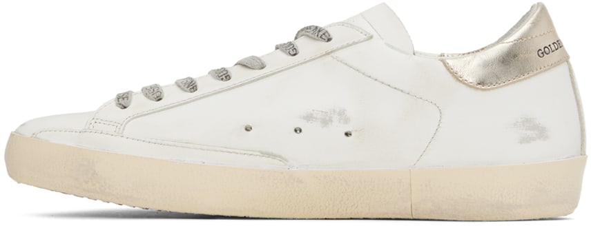 GOLDEN GOOSE White & Beige Super-Star Sneakers