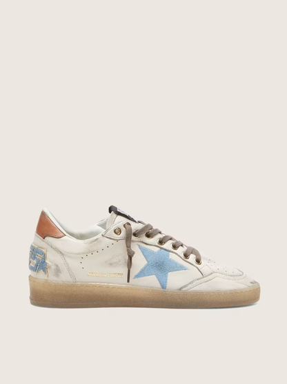 Ball Star LTD in white leather with light blue embroidered star