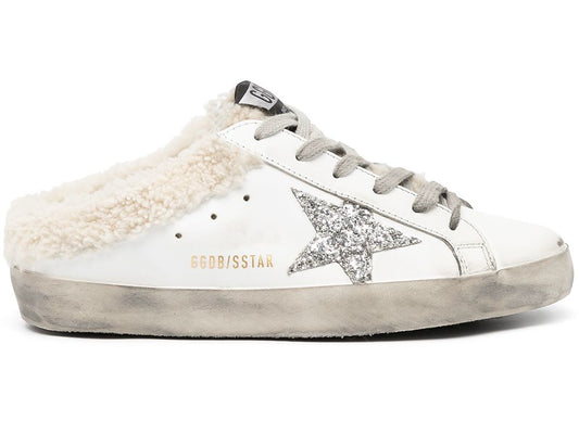 GOLDEN GOOSE Super-Star lace-up sneakers in silver