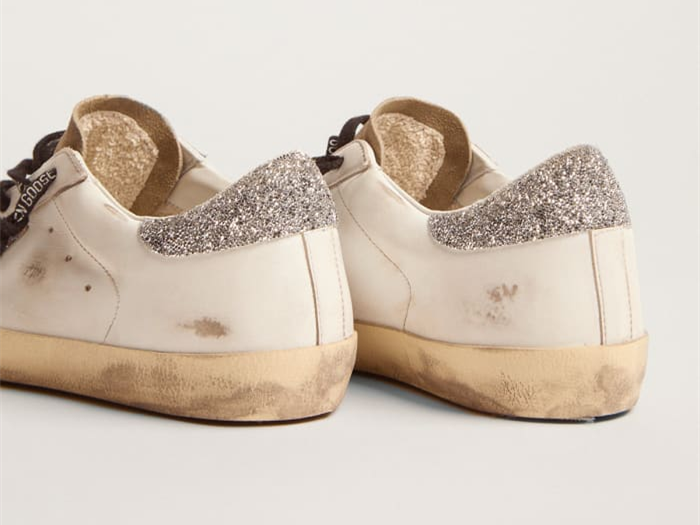 GOLDEN GOOSE Super-Star LTD sneakers with leopard-print crystal star and silver-colored crystal heel tab