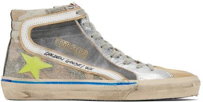 حذاء سنيكرز هاي توب سلايد من GOLDEN GOOSE باللونين الرمادي والبيج