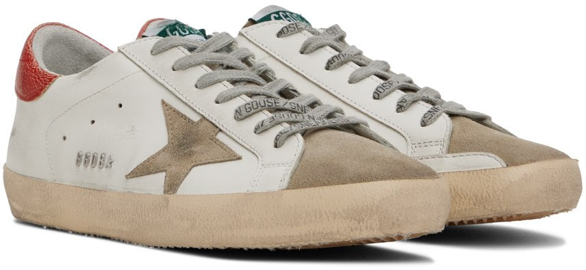 GOLDEN GOOSE White & Taupe Superstar Sneakers