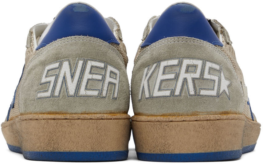 GOLDEN GOOSE Beige & Blue Ball Star Sneakers