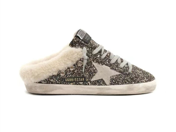 GOLDEN GOOSE Super-Star sabot black gold