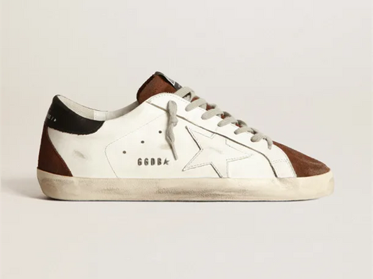 GOLDEN GOOSE Two-tone white and brown Super-Star sneakers