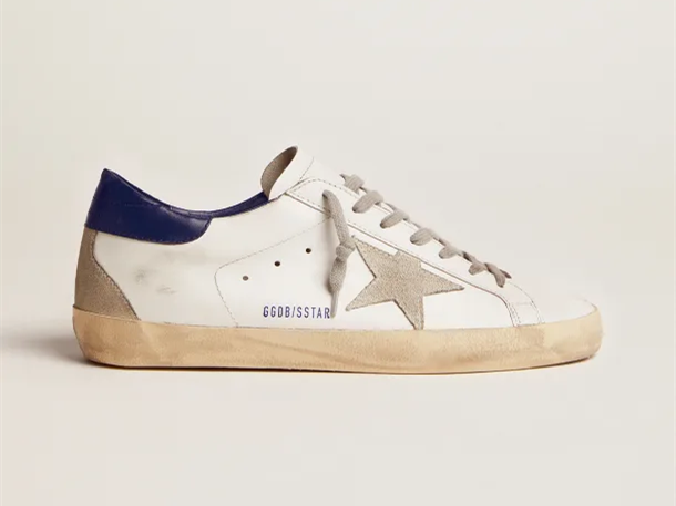 GOLDEN GOOSE Super-Star sneakers with suede star and blue heel tab