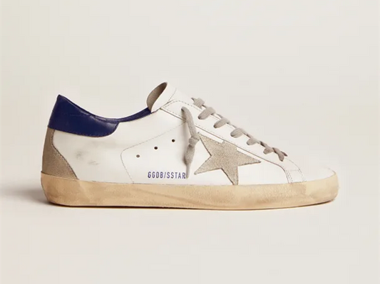 GOLDEN GOOSE Super-Star sneakers with suede star and blue heel tab