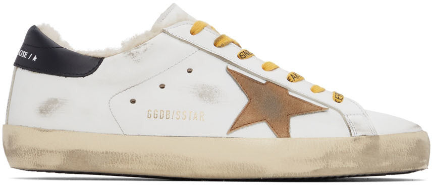 GOLDEN GOOSE White & Yellow Super-Star Classic Sneakers