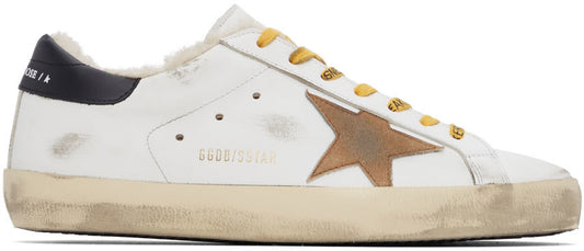 GOLDEN GOOSE White & Yellow Super-Star Classic Sneakers