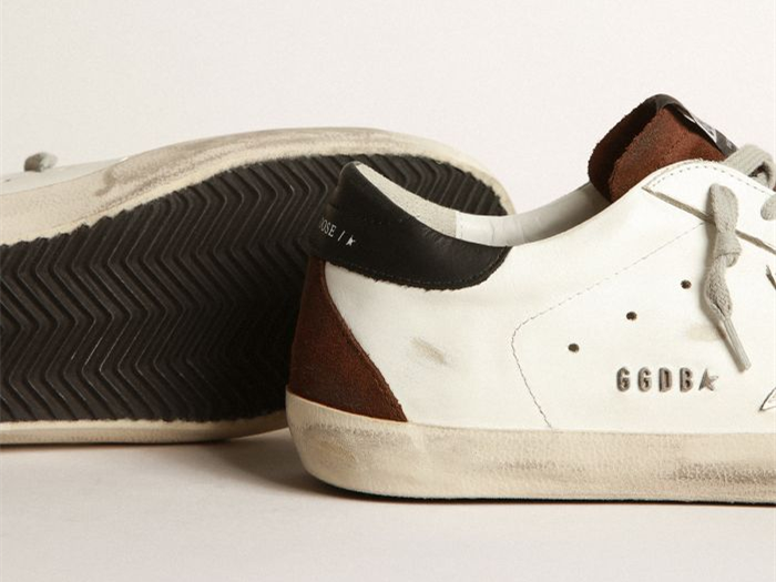 GOLDEN GOOSE Two-tone white and brown Super-Star sneakers