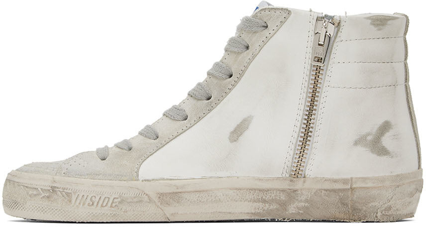 GOLDEN GOOSE White & Gray Slide Classic High-Top Sneakers