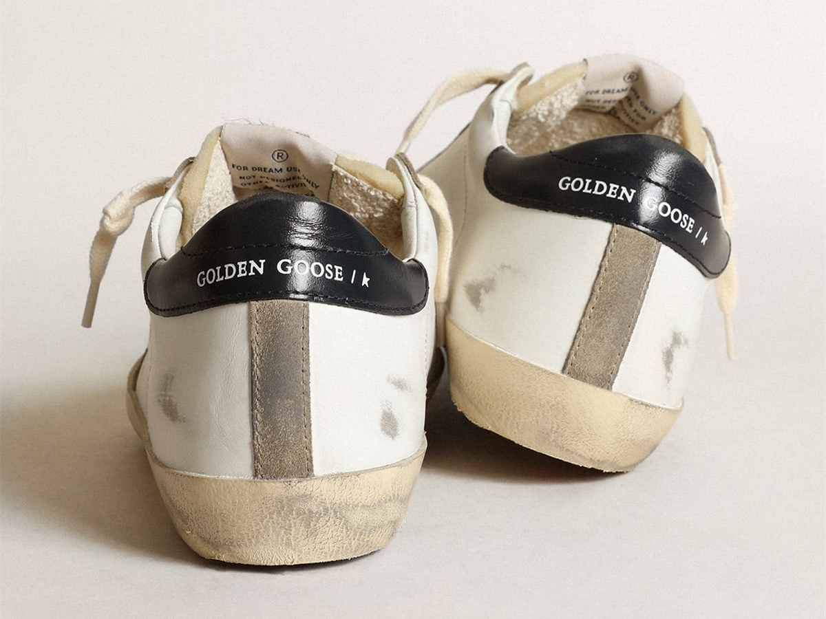 GOLDEN GOOSE Super-Star sneakers with perforated star and glossy midnight-blue leather heel tab