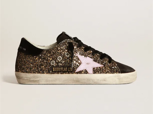 GOLDEN GOOSE Super-Star sneakers in glitter with red leather star
