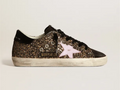 GOLDEN GOOSE Super-Star sneakers in glitter with red leather star