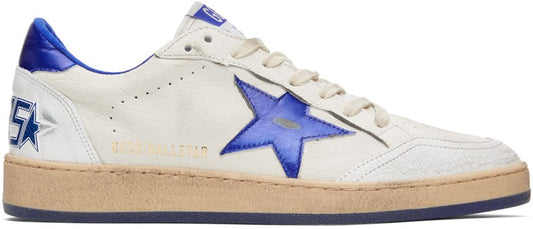 GOLDEN GOOSE White & Blue Ball Star Sneakers