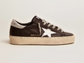 GOLDEN GOOSE Hi Star sneakers in black leather with silver laminated leather star