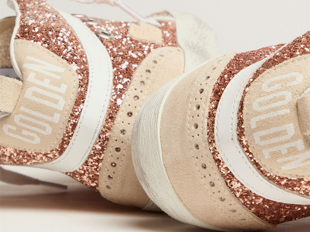 GOLDEN GOOSE Mid Star sneakers with pink-gold glitter