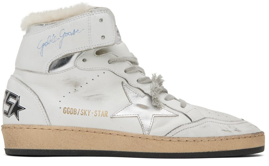 (Pre Order)GOLDEN GOOSE White Sky-Star High-Top Sneakers