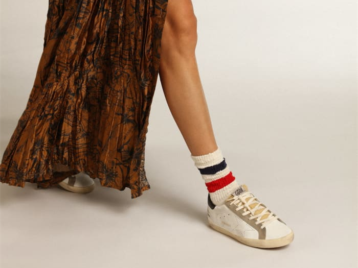 GOLDEN GOOSE Super-Star sneakers with perforated star and glossy midnight-blue leather heel tab