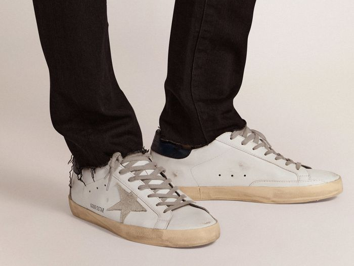 GOLDEN GOOSE Super-Star sneakers with suede star and blue heel tab
