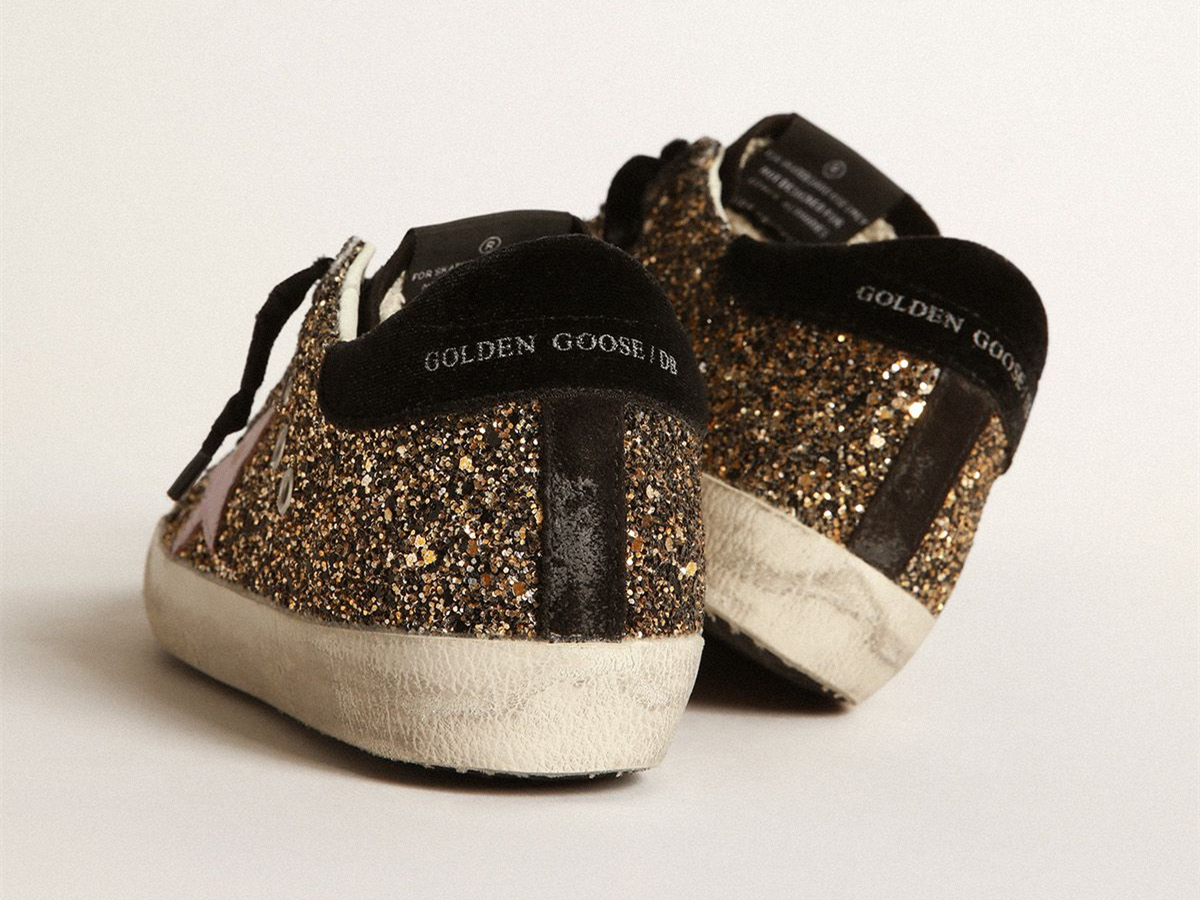 GOLDEN GOOSE Super-Star sneakers in glitter with red leather star