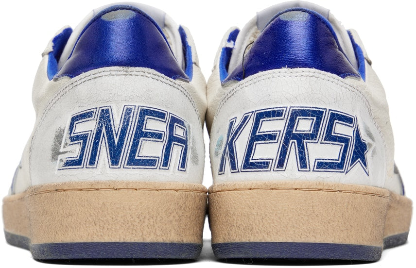 GOLDEN GOOSE White & Blue Ball Star Sneakers