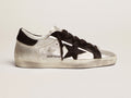 GOLDEN GOOSE Women's Super-Star in silver leather with contrasting inserts