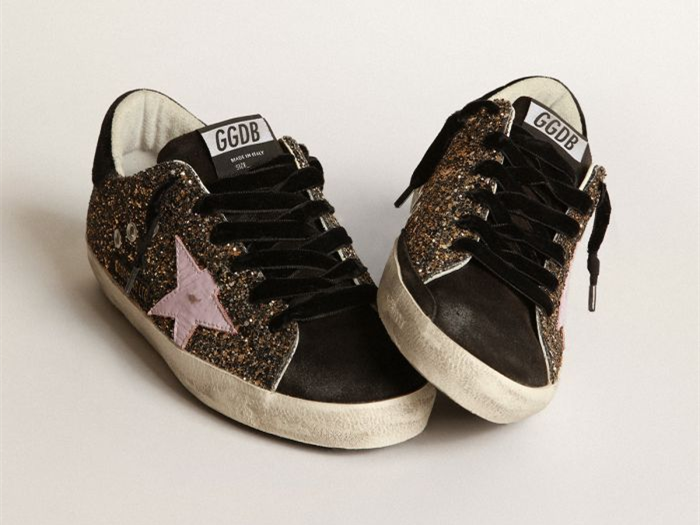 GOLDEN GOOSE Super-Star sneakers in glitter with red leather star