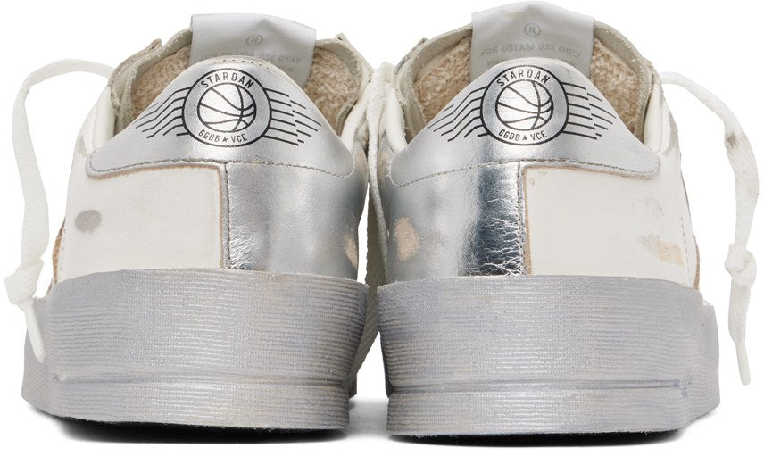 GOLDEN GOOSE White & Silver Stardan Sneakers