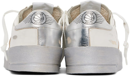 GOLDEN GOOSE White & Silver Stardan Sneakers
