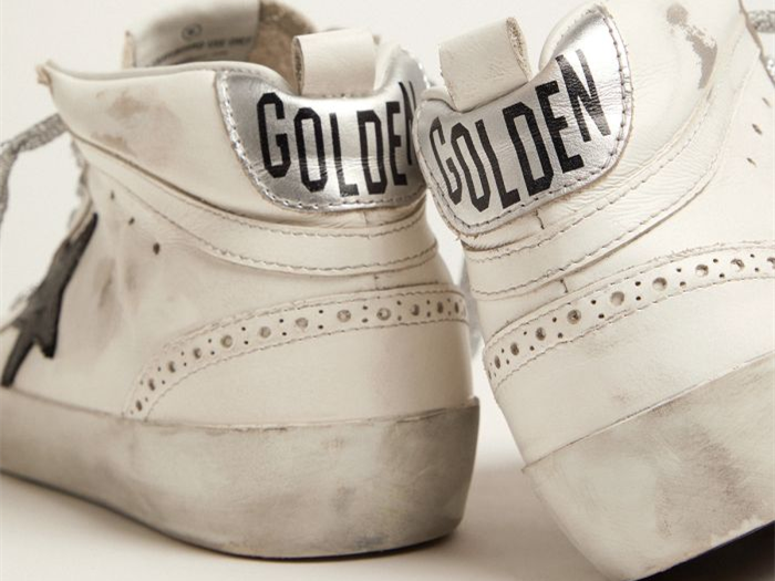 GOLDEN GOOSE Mid-Star sneakers with laminated heel tab and glittery laces