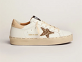 GOLDEN GOOSE Hi Star sneakers with gold glitter star and beige leather heel tab