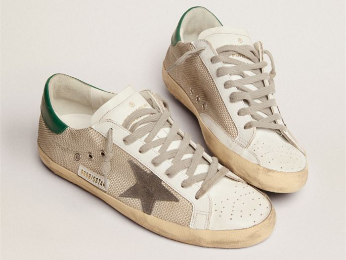 GOLDEN GOOSE Super-Star sneakers in pale silver mesh with gray suede star