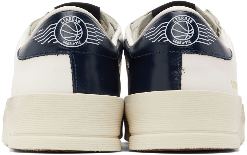 GOLDEN GOOSE White & Navy Stardan Sneakers