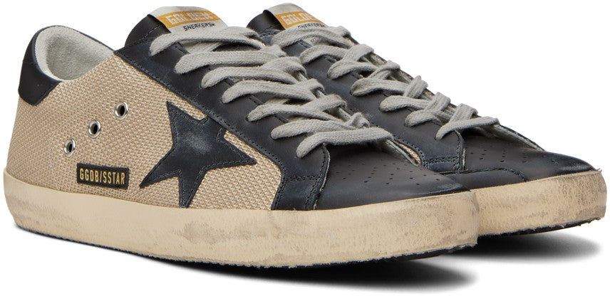 GOLDEN GOOSE Beige & Black Super-Star Sneakers