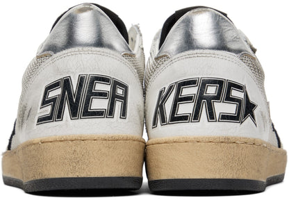 GOLDEN GOOSE White & Gray Ball Star Sneakers